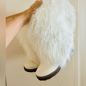 Mongolian Sheepskin Shearling Apres Ski Boho Festival Mukluk Fur Boots 10/12